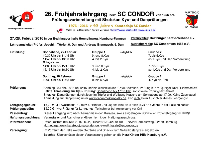 Frühjahrslehrgang SC Condor